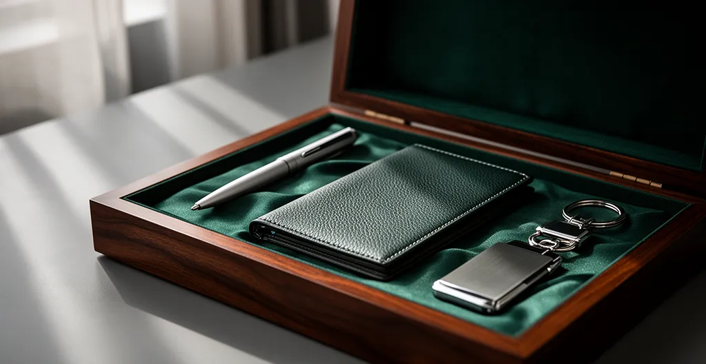 Coffret cadeau d'entreprise premium avec emballage de luxe et personnalisation subtile