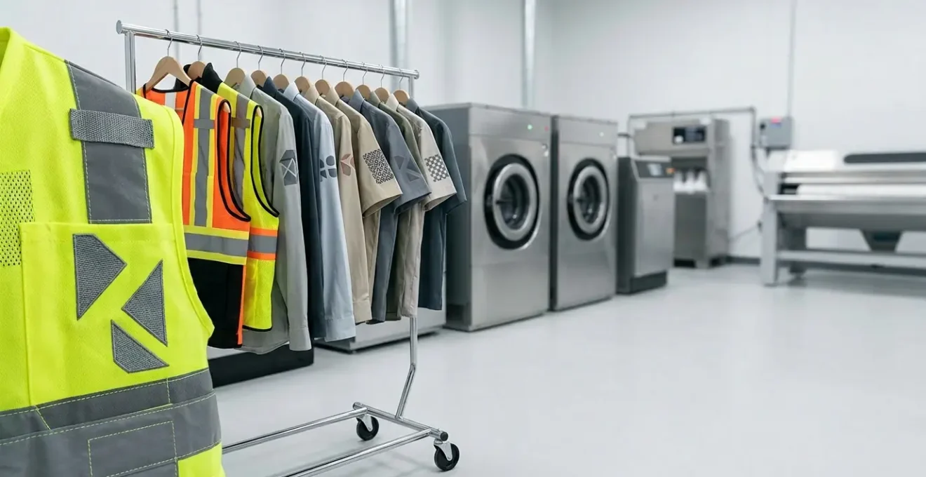 Vêtement de travail avec logo brodé résistant aux lavages industriels