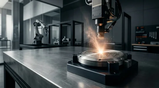 Gravure laser précise sur un objet de luxe en métal montrant un contraste élégant sans utilisation d'encre ni de produits chimiques