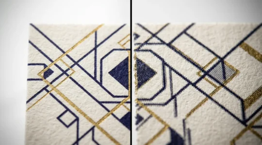 Comparaison visuelle de qualité d'impression montrant l'impact de la résolution sur la perception de valeur