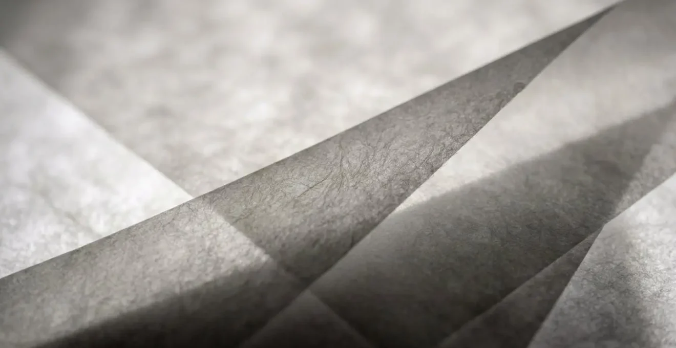 Démonstration macro de l'effet d'aplatissement sur des couches de papier calque superposées avec ombres et transparences