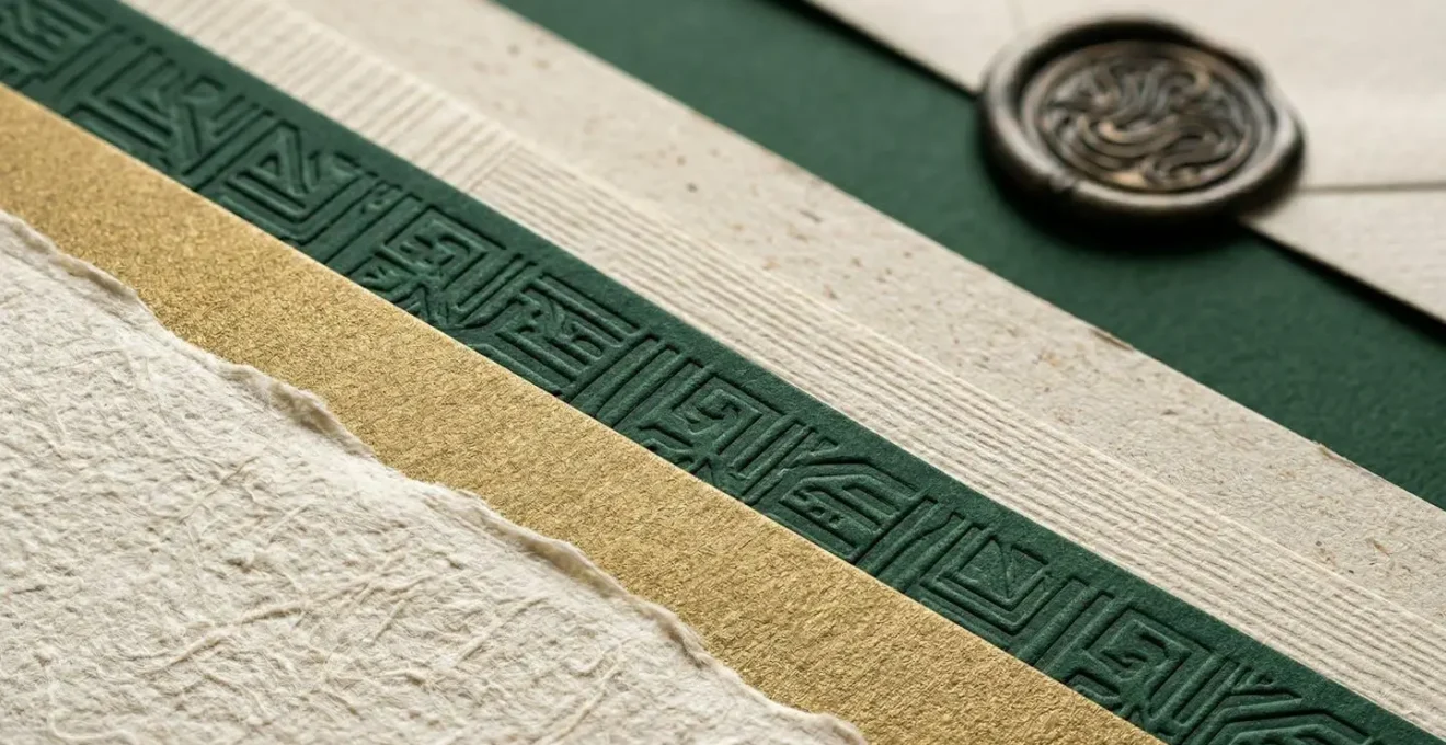 Vue macro de papiers de création texturés de haute qualité avec enveloppes premium