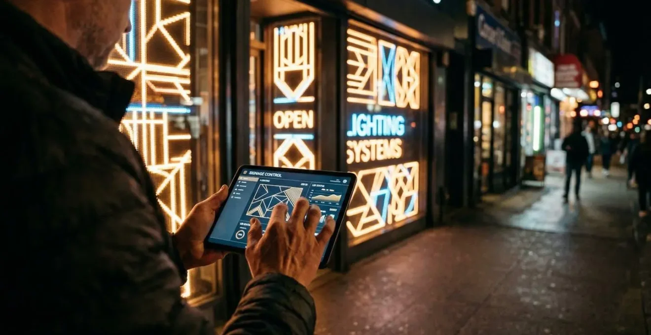 Enseigne commerciale LED moderne avec système d'éclairage intelligent programmable