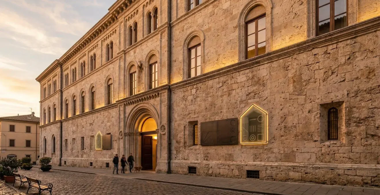 Façade de bâtiment historique avec enseigne discrète parfaitement intégrée