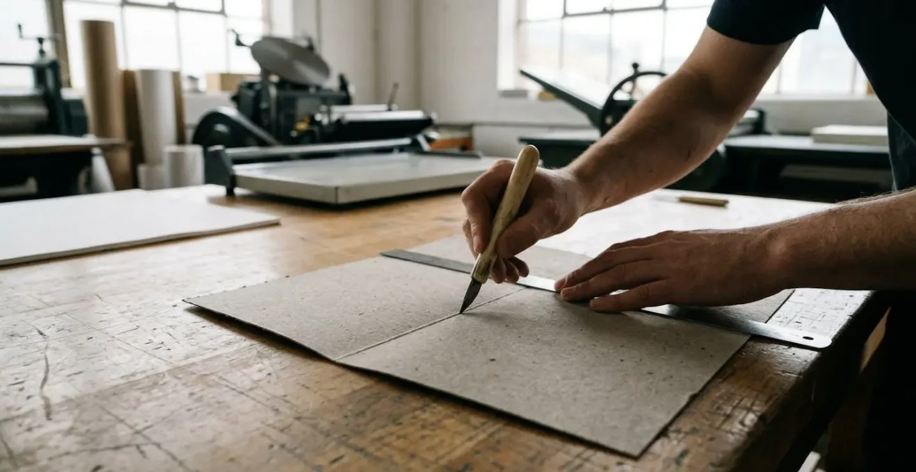 Démonstration du rainage préalable sur papier recyclé épais