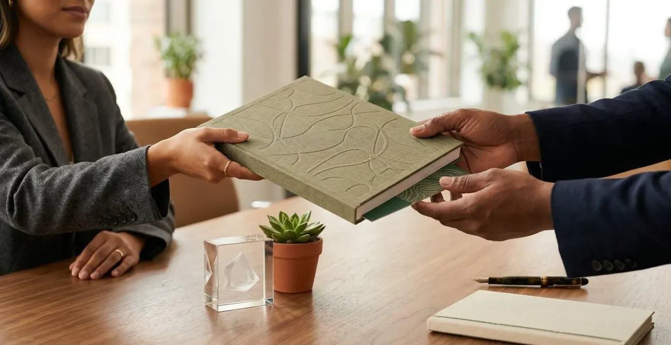 Rapport RSE professionnel avec certifications visibles dans un environnement corporate