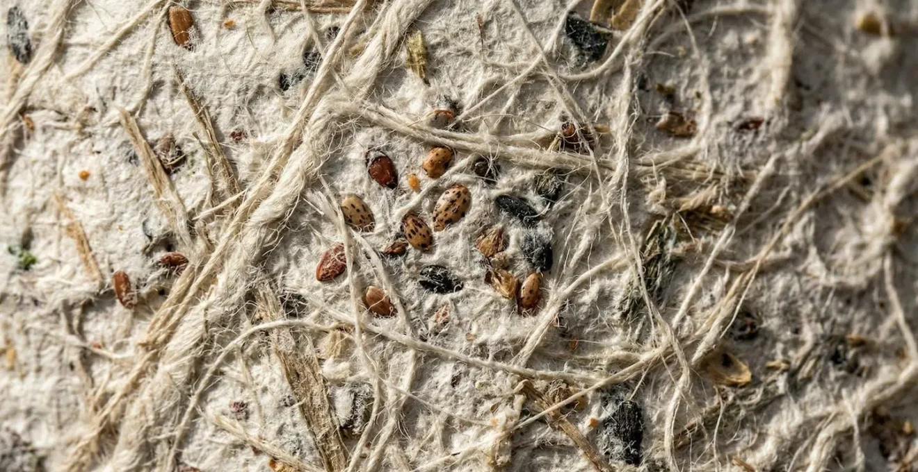 Vue macro d'une texture de papier artisanal révélant les fibres et reliefs naturels sous une lumière rasante