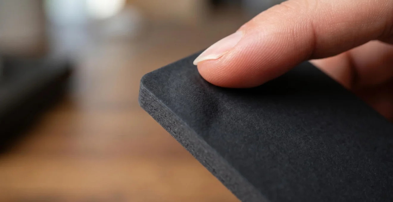 Gros plan sur la texture Soft Touch d'une carte de visite, montrant l'effet velouté et mat de la finition au toucher
